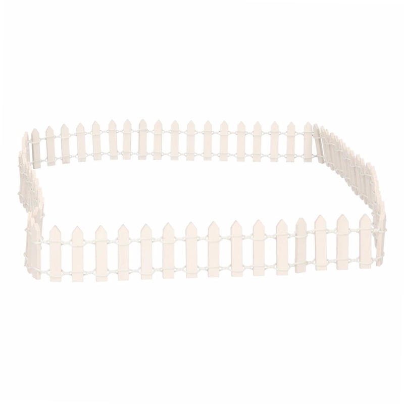 Kerstdorp hek - afsluiting/omheining - L90 x H3 cm - hout - wit - miniatuur