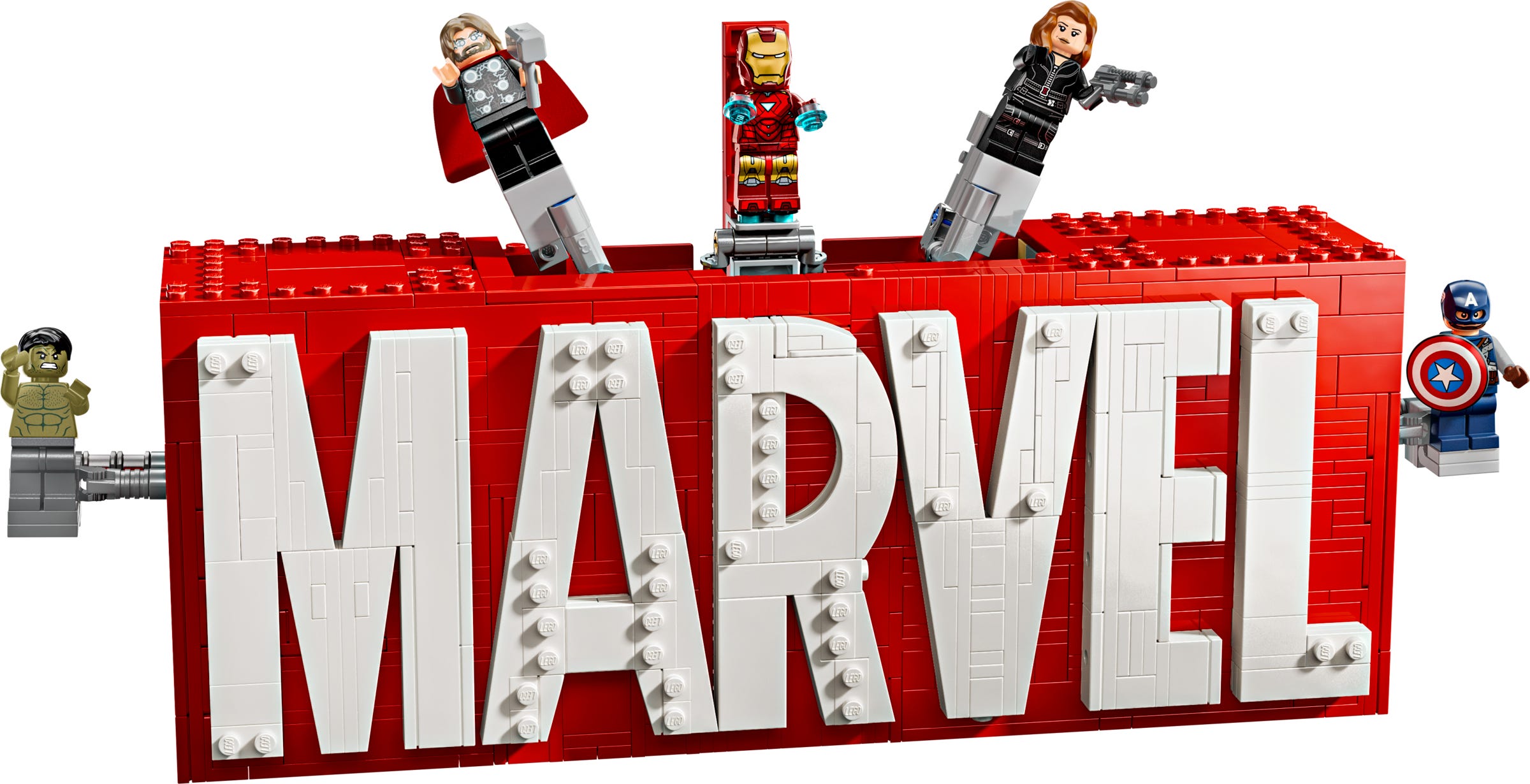Lego MARVEL logo en minifiguren 76313