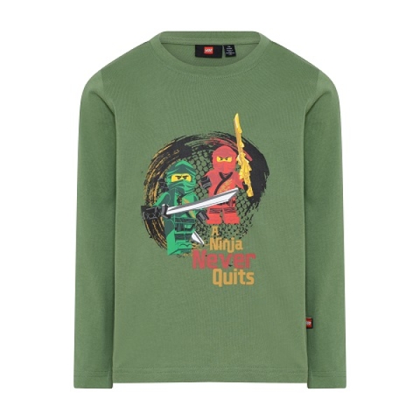 LEGO T-shirt Ninjago DONKER KAKIGROEN (LWTAYLOR 714 - Maat 110)