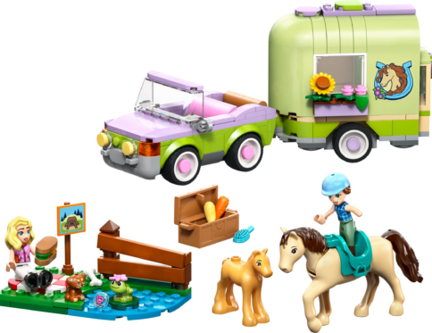 Lego Trailer met paard en veulen 42695