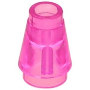 LEGO Cone 1x1 TRANSPARANT DONKERROZE (100 stuks)