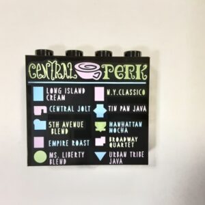 LEGO Paneel 1x4x3 CENTRAL PERK Coffee Menu ZWART