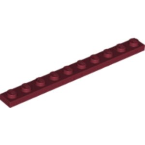 LEGO Plaat 1x10 DONKERROOD (100 stuks)