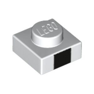 LEGO Plaat 1x1 met Zwart Vierkant WIT (100 stuks)
