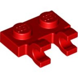 LEGO Plaat 1x2 met Clips Horizontaal ROOD (100 stuks)
