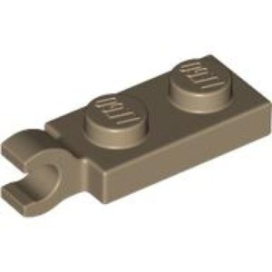 LEGO Plaat 1x2 met Clip Horizontaal DONKERBEIGE (100 stuks)