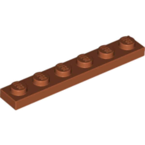 LEGO Plaat 1x6 DONKERORANJE (100 stuks)