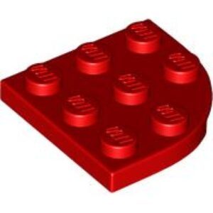 LEGO Plaat 3x3 met Ronde Hoek ROOD (100 stuks)