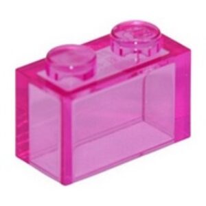 LEGO Steen 1x2 TRANSPARANT DONKERROZE (100 stuks)
