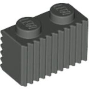 LEGO Steen 1x2 met Grill DONKERGRIJS (100 stuks)