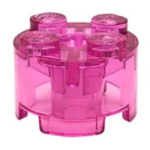 LEGO Steen 2x2 Rond TRANSPARANT DONKERROZE (100 stuks)