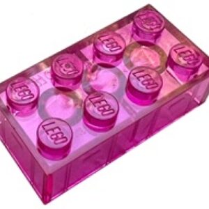 LEGO Steen 2x4 TRANSPARANT DONKERROZE (10 stuks)