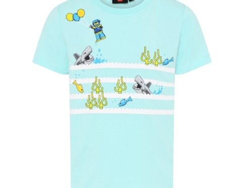 LEGO T-shirt Sharks LICHTTURQUISE (LWTAYLOR 310 – Maat 122)