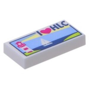 LEGO Tegel 1x2  I Love HLC WIT (10 stuks)