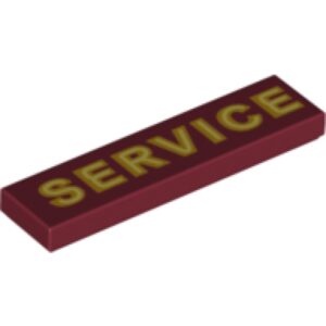 LEGO Tegel 1x4 met SERVICE opdruk DONKERROOD