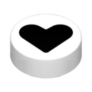 LEGO Tegel Rond 1x1 met Zwart Hart WIT (100 stuks)