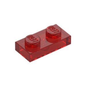 LEGO Plaat 1x2 TRANSPARANT ROOD (100 stuks)